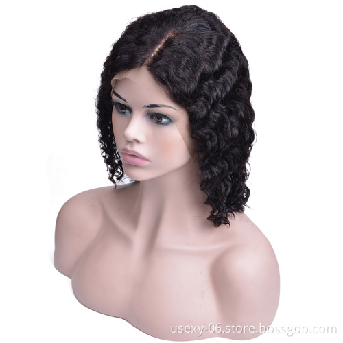 Hot Hair Products Cuticle Aligned Natural Color Raw Human Hair Black Bob Lace Front Wig